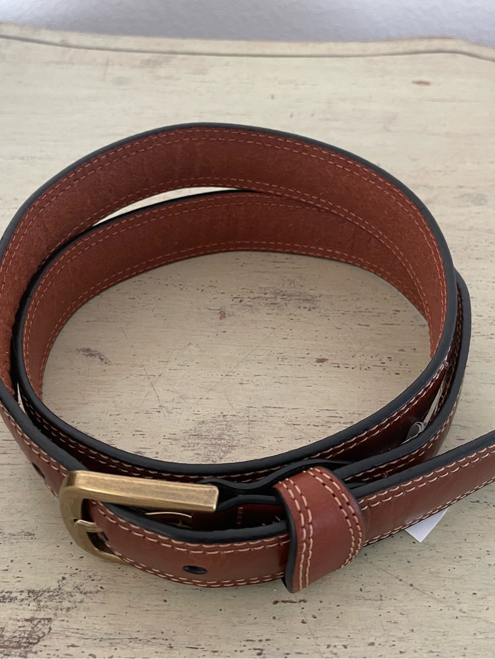 J. CREW Contrast-stitch belt in leather in Burnt Caramel Size 34 NWT $85 CQ919 - Picture 3 of 6